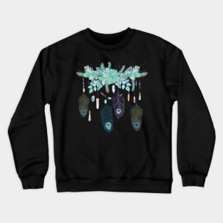 Peacock Feather And Crystal Spirit Gazer Crewneck Sweatshirt